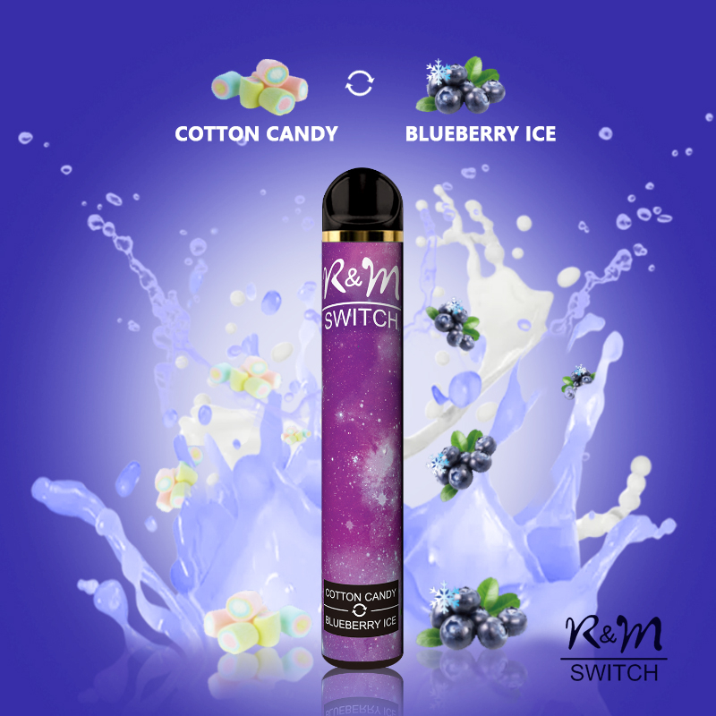 Switch de R & M (Double Sabores) 2000 Puffs 6% Nicotina Vape Dispositivo desechable | Candy de algodón / hielo de arándanos