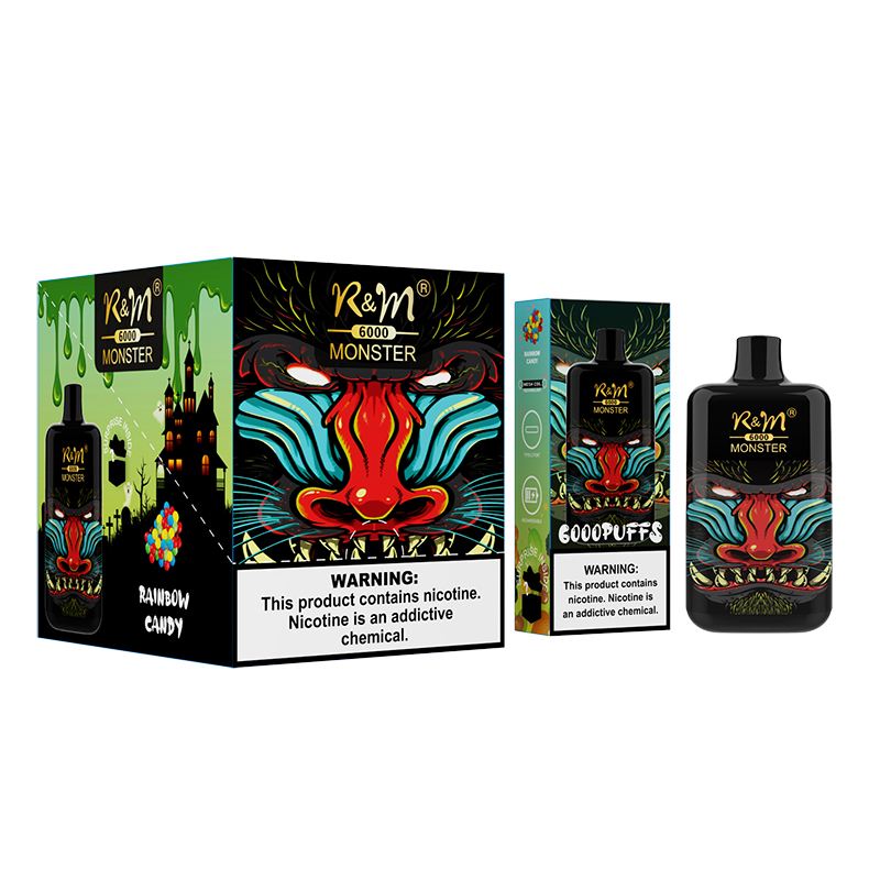 R&M Monster 6000puffs 13ml E Liquid 12 Skavors Version Box Box Vape Mesh Tipo-C Recargable Hyde Vape desechable V5 al por mayor
