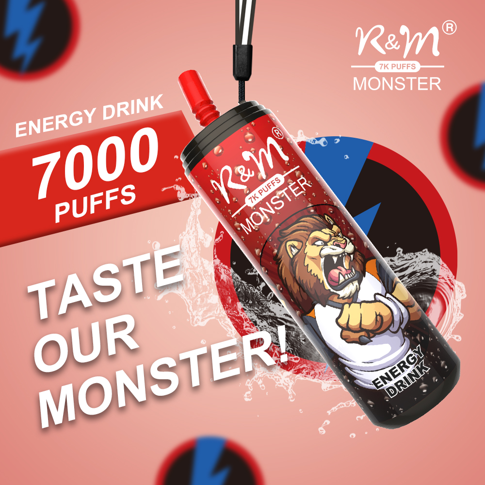 15 ml e jugo R&M Monster 7000puffs 5% Salt Nicotina Buen sabor Mole Barra elfa 5000puffs Pen a vapor desechable al por mayor