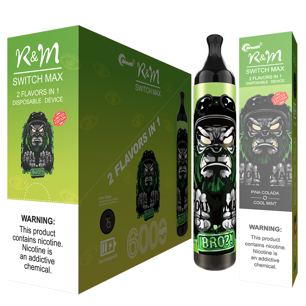 Switch de interruptor R&M Sabores de interruptor máximo Distribuidor de vape de batería recargable